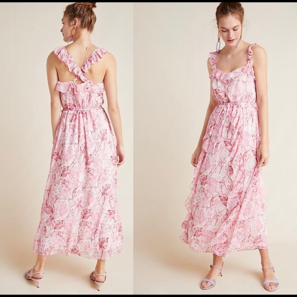 NEW Anthropologie  Cheryl Ruffled Maxi Dress